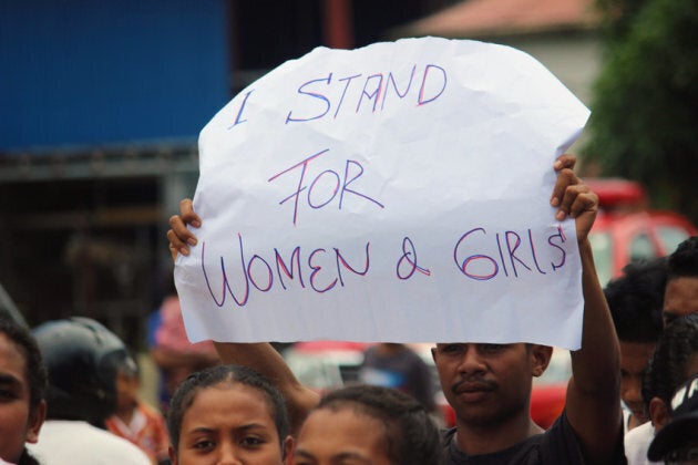 Youth activists in Timor-Leste take part in march to oppose violence against women and girls.