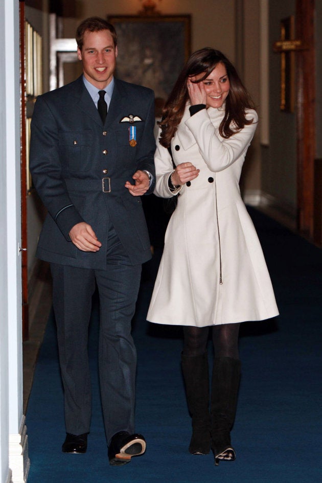 Prince William and Kate Middleton after his graduation ceremony at RAF Cranwell on April 11, 2008 in Cranwell, England.