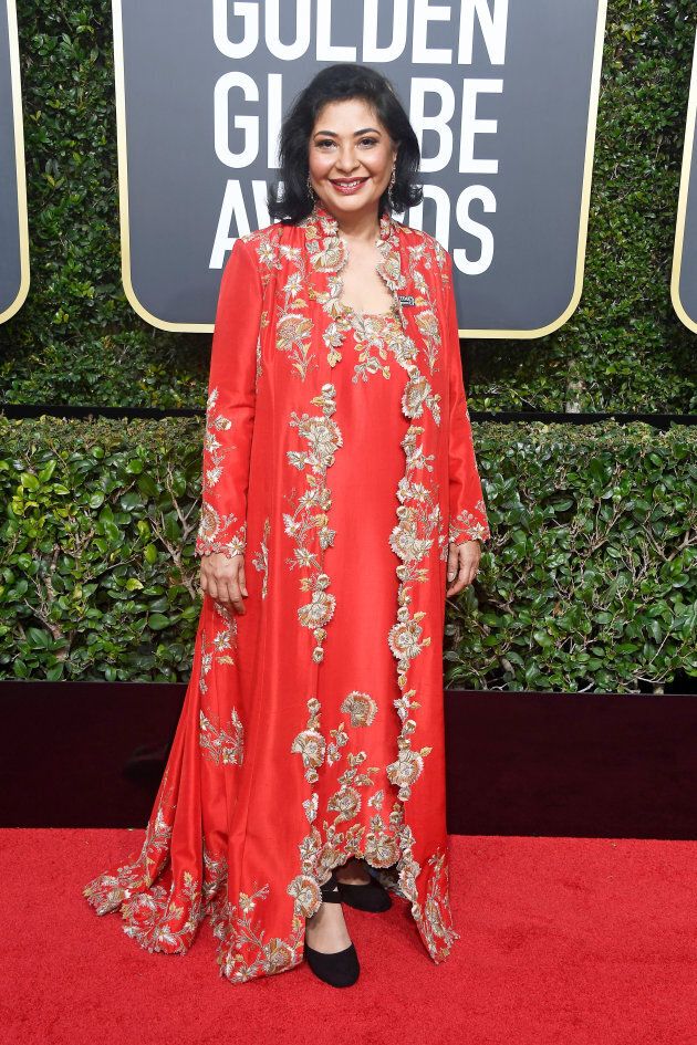 HFPA president Meher Tatna attends The 75th Annual Golden Globe Awards on Jan. 7.