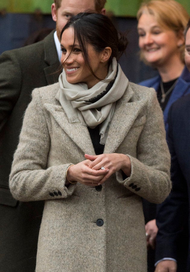 Meghan Markle visits Reprezent 107.3FM on Jan. 9, in London.