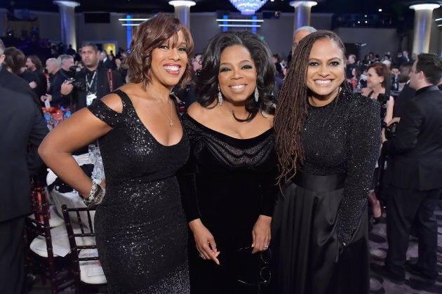 Gayle King, Oprah Winfrey, and director Ava DuVernay attend the 75th Annual Golden Globe Awards on Jan. 7.