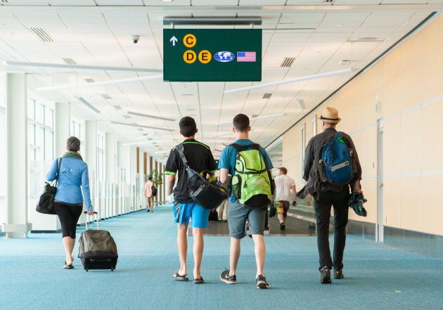 People Walking though Vancouver Airport.