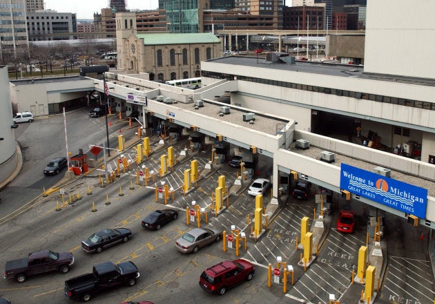 Vehicle traffic is seen entering Detroit from Windsor via the Windsor-Detroit tunnel.