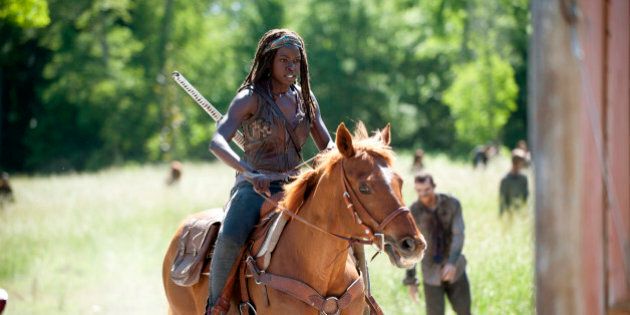 This image released by AMC shows Danai Gurira as Michonne in a scene from