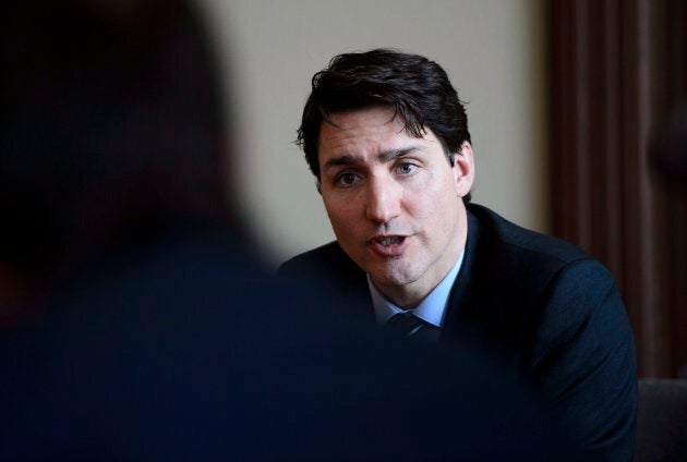 Prime Minister Justin Trudeau takes part in a round table discussion with The Canadian Press in Ottawa on Jan. 15, 2018.