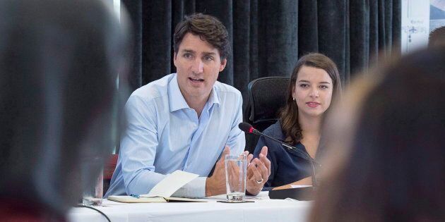 Prime Minister Justin Trudeau meets with members of the Prime Minister's Youth Council after the Liberal cabinet meeting in St. John's, N.L. on Sept. 13, 2017.