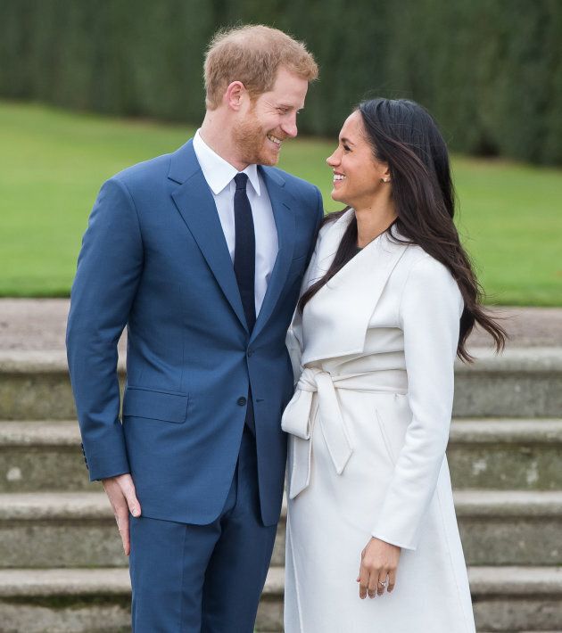 Prince Harry and Meghan Markle during an official photocall to announce their engagement.