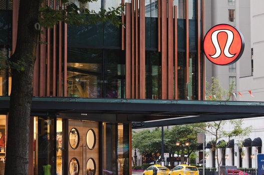 Lululemon Athletica's logo is seen on the outside of their new flagship  store on Robson Street during it's grand opening in downtown Vancouver,  B.C., on Thursday August 21, 2014. Lululemon Atheltica Inc.