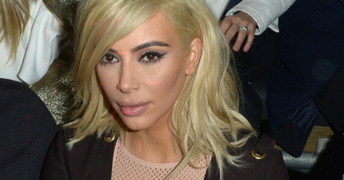 Newly Blond Kim Kardashian Goes Braless In Mesh Dress | HuffPost Style