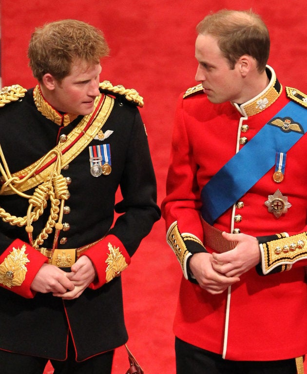 Prince Harry and Prince William at the royal wedding.