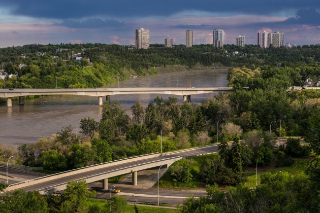 The Saskatchewan River viewed from a downtown bluff in Edmonton, Alta.