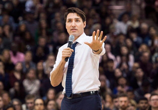 Prime Minister Justin Trudeau answers questions from the public during his town hall meeting in Hamilton, Ont., on Jan. 10, 2018. There, he defended new rules for the Canada Summer Jobs program that restrict government funding for anti-abortion groups.