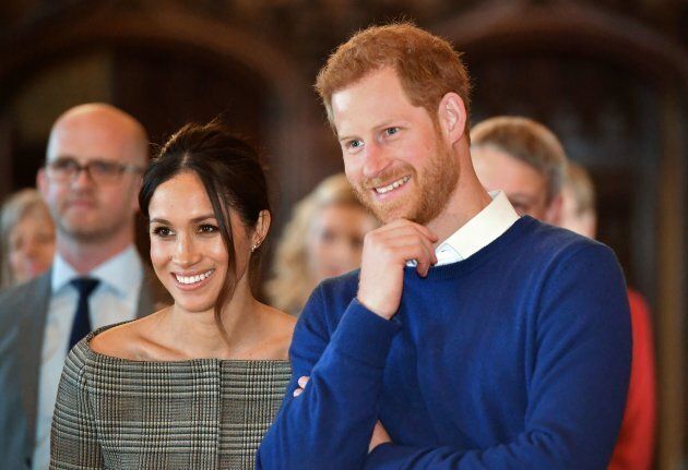 Prince Harry and Meghan Markle watch a performance during a visit to Cardiff Castle on Jan. 18, 2018.