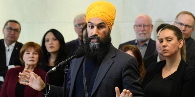 NDP Leader Jagmeet Singh speaks at an availability following caucus meetings in Ottawa on Jan. 25, 2018.