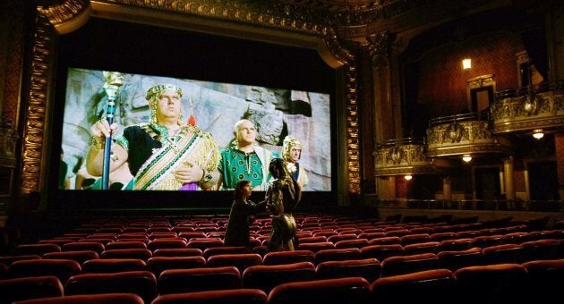 Actress Sally Hawkins performs with actor Doug Jones in Toronto's Elgin Theatre.