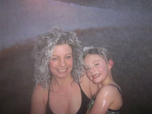 Frozen hair at Takhini Hot Pools in the Yukon