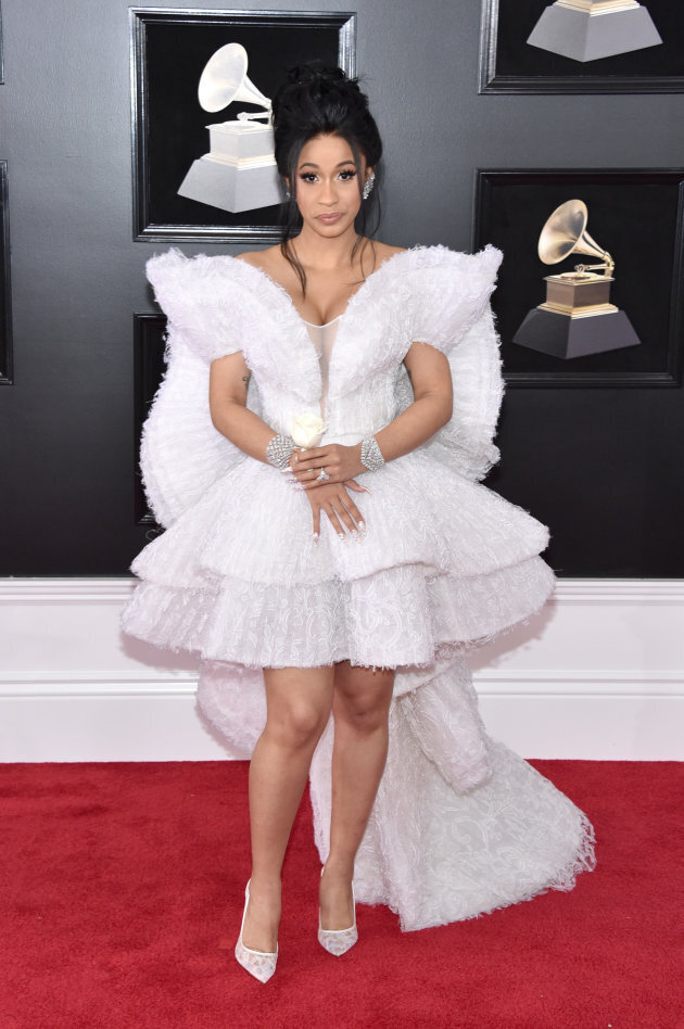 Cardi B Stuns For Her Grammys Red-Carpet Debut And Has Us Seeing Double ...