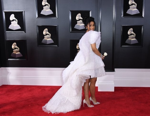 Cardi B arrives for the 60th Grammy Awards on Jan. 28, 2018, in New York.