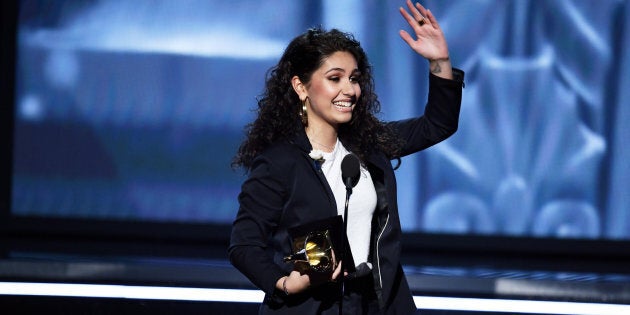 Alessia Cara accepts the Best New Artist award onstage during the 60th Annual GRAMMY Awards at Madison Square Garden on Sunday in New York City.