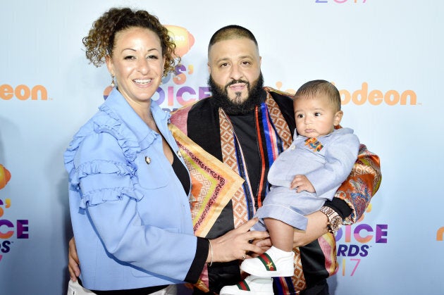 DJ Khaled with Nicole Tuck and Asahd Tuck Khaled at Nickelodeon's 2017 Kids' Choice Awards.