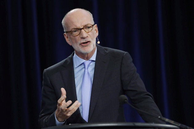 Hubert Lacroix, President and CEO of CBC/Radio Canada, speaks at the broadcaster's annual public meeting at the University of Winnipeg in Winnipeg, Tues. Sept. 29, 2015. Lacroix says the CBC supports efforts to halt piracy in Canada.