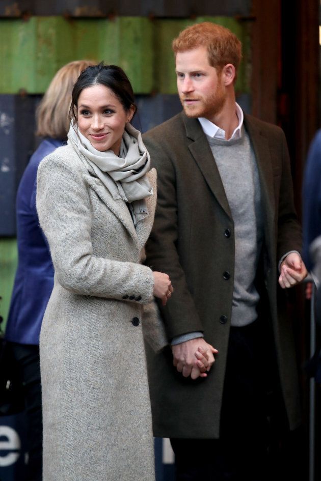 Meghan Markle and Prince Harry visit Reprezent 107.3FM on Jan. 9, 2018 in London.