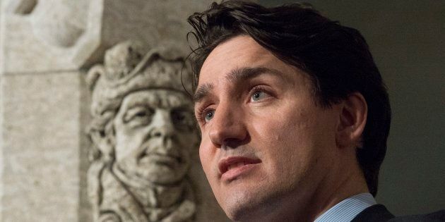 Prime Minister Justin Trudeau speaks on Parliament Hill on Jan. 30, 2018.