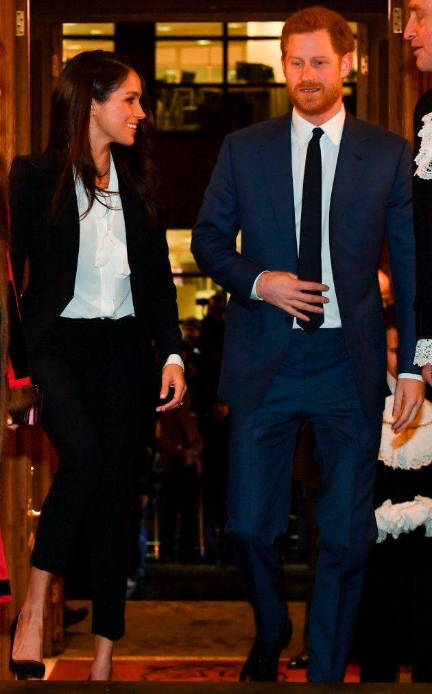 Meghan Markle and Prince Harry arrive to attend the annual Endeavour Fund Awards at Goldsmiths' Hall in London on Feb. 1.