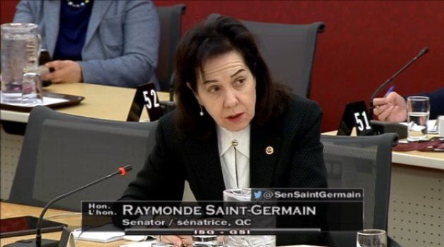 Sen. Raymonde Saint-Germain speaks at a standing committee on internal economy, budgets and administration meeting on Parliament Hill on Feb. 1, 2018.