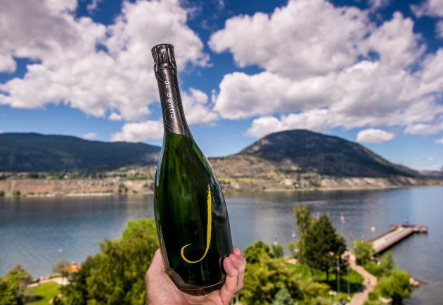 A bottle of sparkling wine on June 9, 2013 near Penticton, British Columbia.