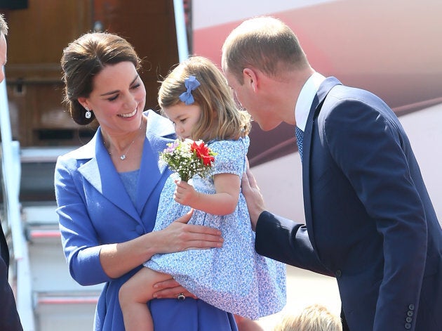 The duchess with Prince William and Princess Charlotte at Berlin's Tegel Airport on July 19, 2017.