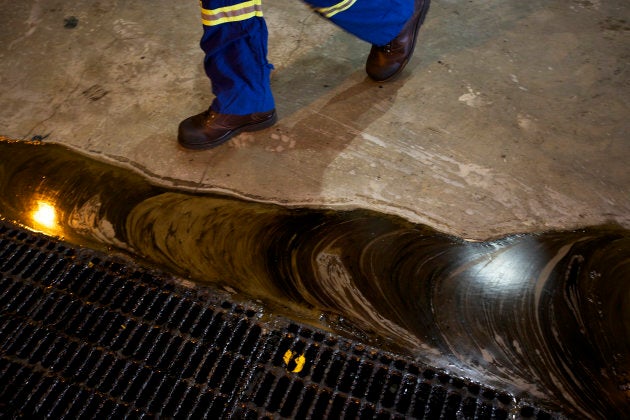 Oil runoff at a tar sands processing plant.