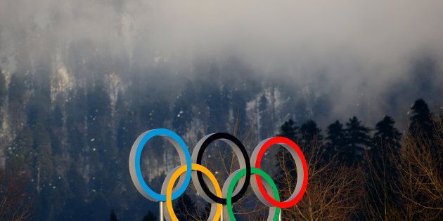 The Olympic rings are seen at the Sochi 2014 Winter Olympics.