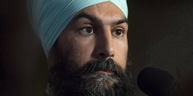 NDP leader Jagmeet Singh speaks with media following caucus on Nov. 29, 2017 in Ottawa.