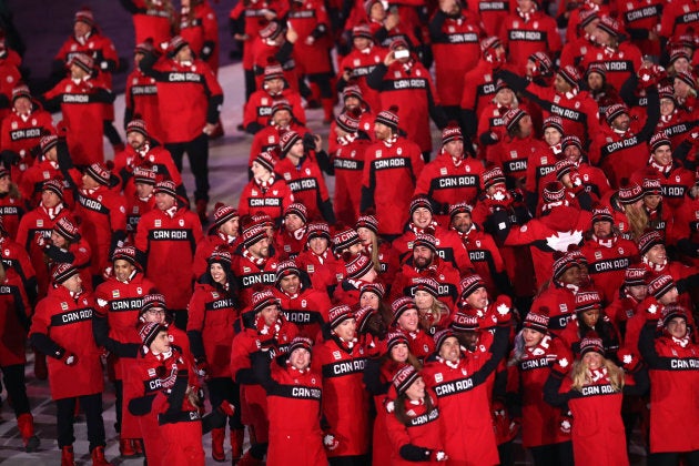 Members of Canada team during the Opening Ceremony of the PyeongChang 2018 Winter Olympic Games on Friday.