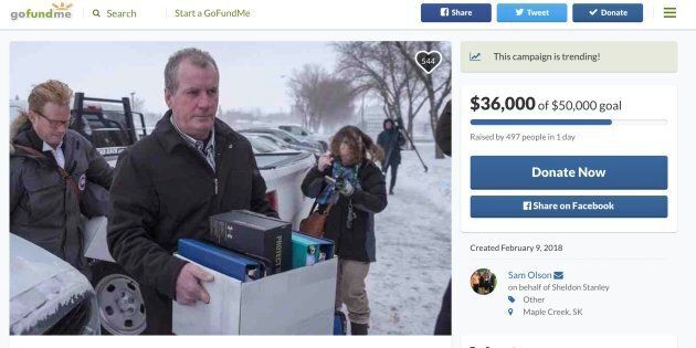 A screenshot of a GoFundMe campaign in support of Gerald Stanley.