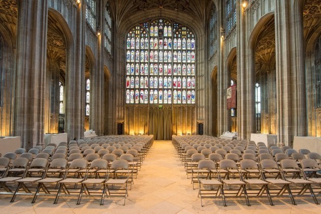 A general view shows the nave in St George's Chapel at Windsor Castle, west of London, on Feb. 11, 2018 where Britain's Prince Harry and actress Meghan Markle will hold their wedding ceremony.