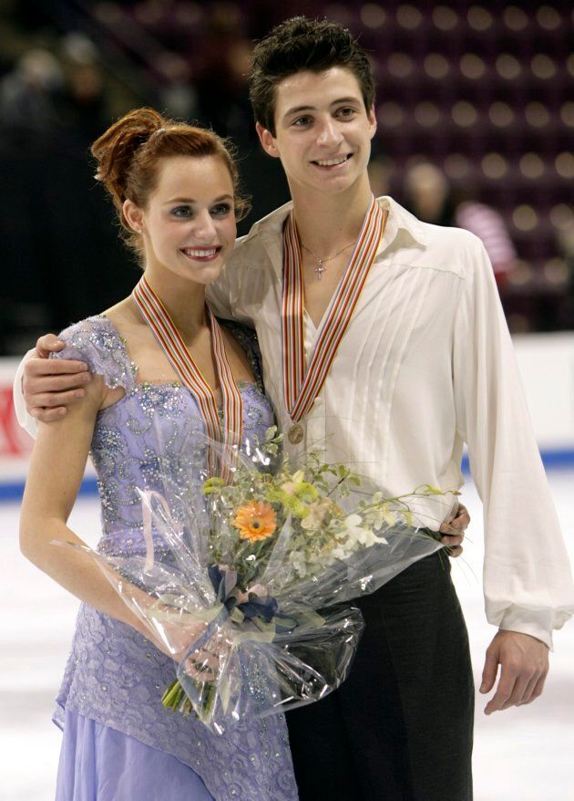 Virtue and Moir wear their bronze medals at the Four Continents Figure Skating Championships in Colorado Springs on Feb. 9, 2007.