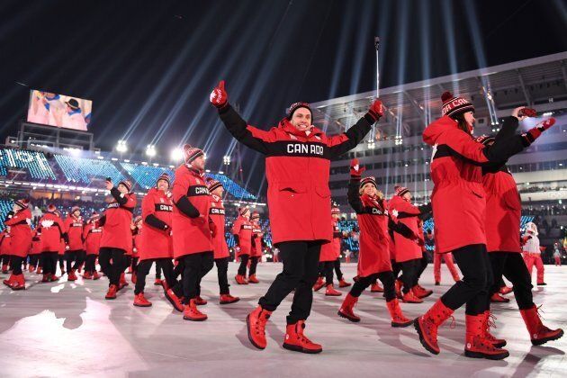 Team Canada at the opening ceremony of the Pyeongchang 2018 Winter Olympic Games.
