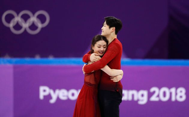 Alex and Maia Shibutani, of Team USA, at the ice dancing team event at the 2018 Winter Games.