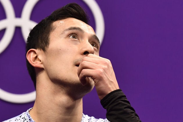 Patrick Chan after competing in the men's single skating short program during the PyeongChang Olympics.