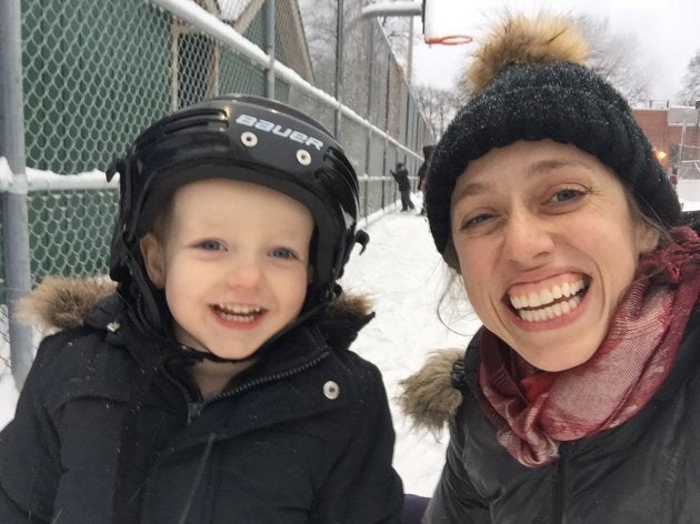 The author ice skating with her child.