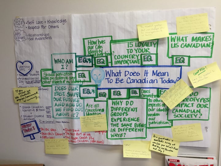 Allowing students to explore notions of what it means to be Canadian while highlighting their own lived experiences and explicitly tying it through consultation around Indigenous lived realities here on Turtle Island.