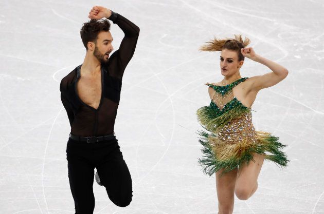 Guillaume Cizeron and Gabriella Papadakis of France perform during the Pyeongchang Olympics on Feb. 19, 2018.