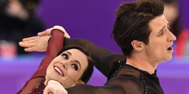 Canada's Tessa Virtue and Scott Moir compete in the ice dance free skate Monday night.