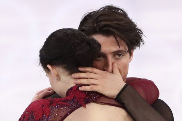 Tessa Virtue and Scott Moir of Canada perform their free dance as part of the team event at the 2018 Winter Olympics.