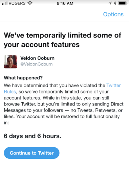 Veldon Coburn S Twitter Account Partially Suspended By Mistake Twitter Huffpost Null