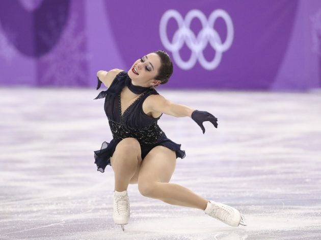 Kaetlyn Osmond competes in the Team Event Women Single Skating short program at the 2018 Olympics.