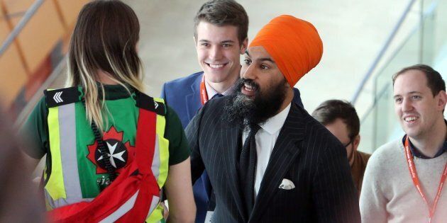 NDP Leader Jagmeet Singh arrives at his party's policy convention in Ottawa on Feb. 16, 2018.