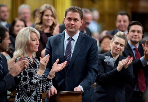 Conservative leader Andrew Scheer rises in the House of Commons in Ottawa on Nov. 20, 2017.